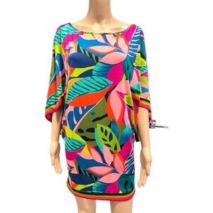 Trina Turk Women's Rainforest Drape Sleeve Tunic Swim Cover-up Swimsuit Medium